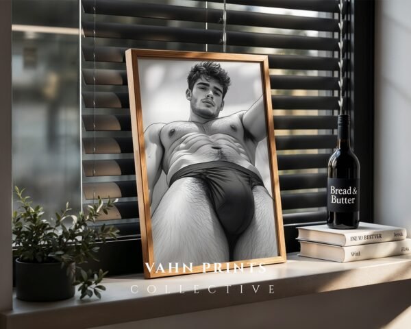 Male Nude Body Outline Art Print Contemporary Style