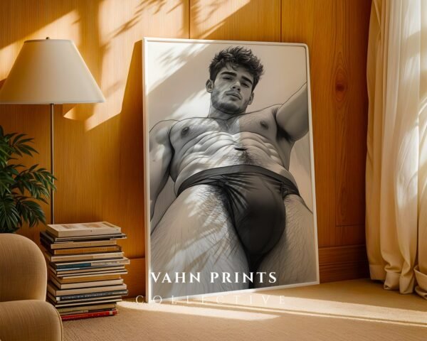 Male Nude Body Outline Art Print Contemporary Style