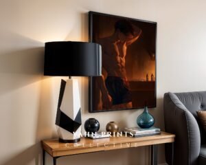 Masculine Anime Male Wall Art Handsome Muscular Man Romantic Download