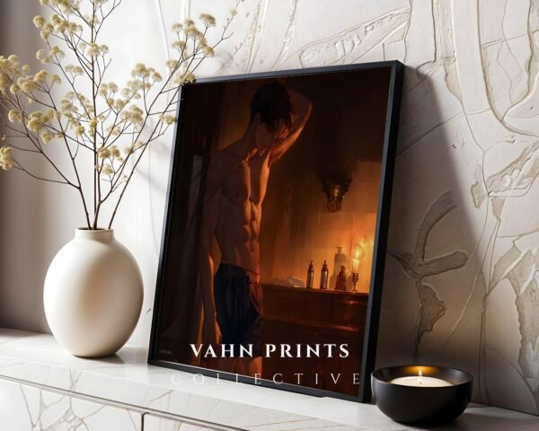 Masculine Anime Male Wall Art Handsome Muscular Man Romantic Download