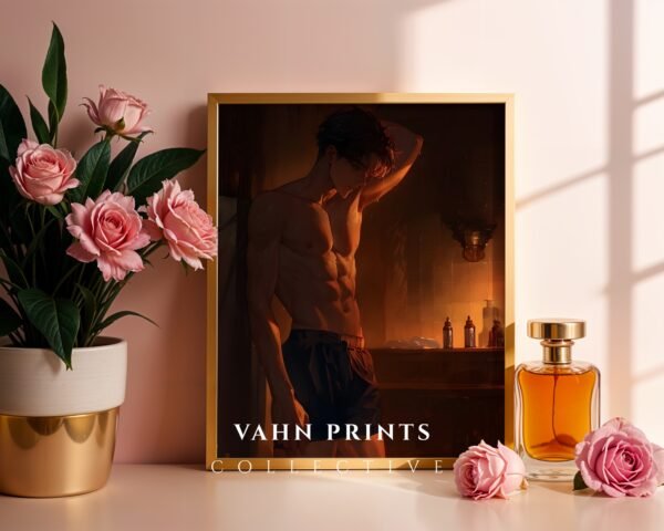 Masculine Anime Male Wall Art Handsome Muscular Man Romantic Download