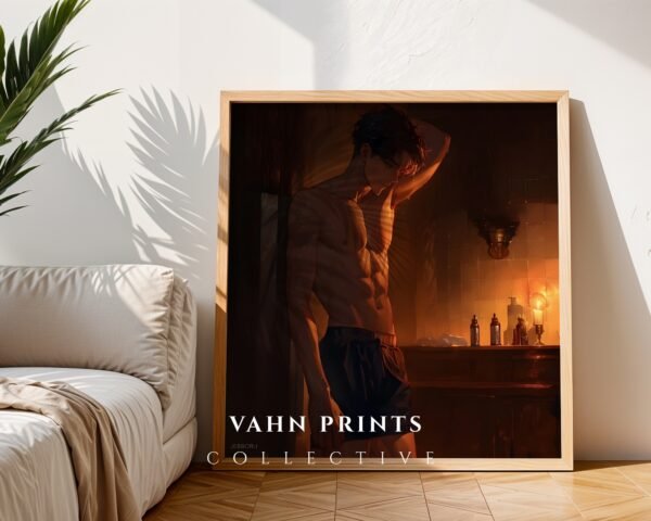 Masculine Anime Male Wall Art Handsome Muscular Man Romantic Download