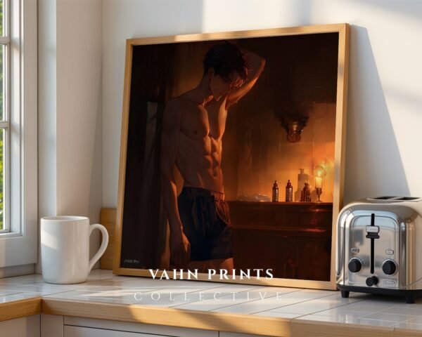 Masculine Anime Male Wall Art Handsome Muscular Man Romantic Download