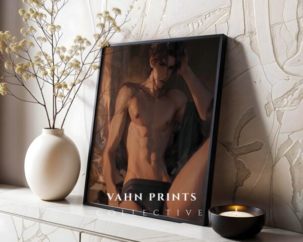 V73c_m10 Handsome Man Printable Wall Art Muscular Male Figure Ethereal Romance