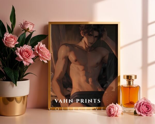 V73c_m2 Handsome Man Printable Wall Art Muscular Male Figure Ethereal Romance