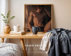 Handsome Man Printable Wall Art Muscular Male Figure Ethereal Romance
