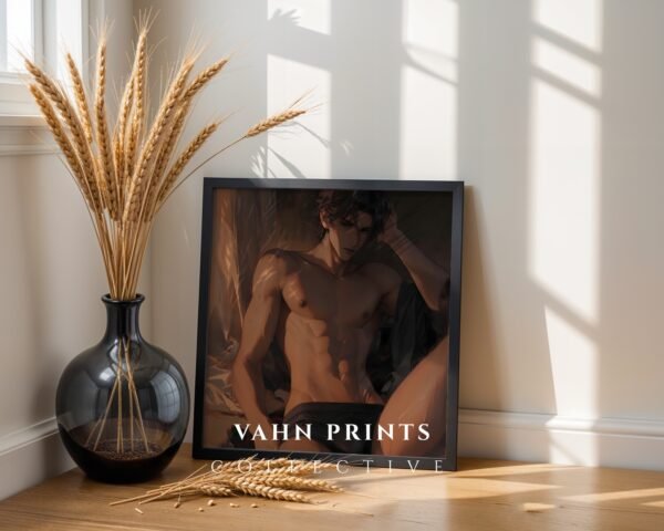 V73c_m4 Handsome Man Printable Wall Art Muscular Male Figure Ethereal Romance