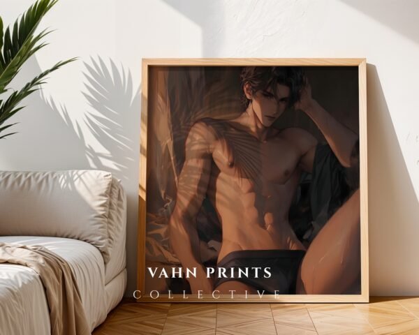 V73c_m6 Handsome Man Printable Wall Art Muscular Male Figure Ethereal Romance