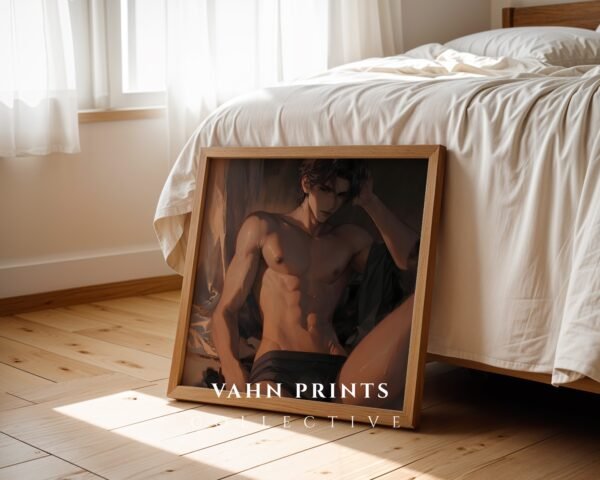 V73c_m7 Handsome Man Printable Wall Art Muscular Male Figure Ethereal Romance