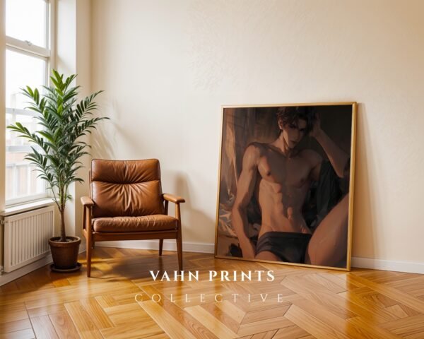 V73c_m9 Handsome Man Printable Wall Art Muscular Male Figure Ethereal Romance