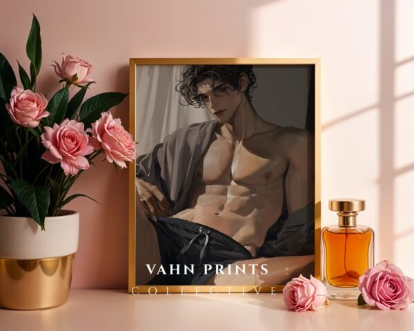 Anime Romantic Male Wall Art Muscular Handsome Boyfriend Printable