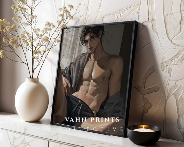 Anime Romantic Male Wall Art Muscular Handsome Boyfriend Printable