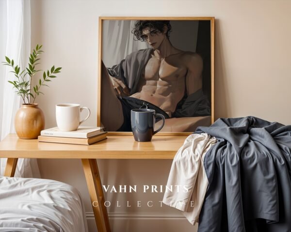 Anime Romantic Male Wall Art Muscular Handsome Boyfriend Printable