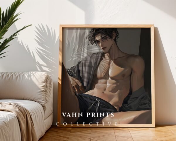 Anime Romantic Male Wall Art Muscular Handsome Boyfriend Printable