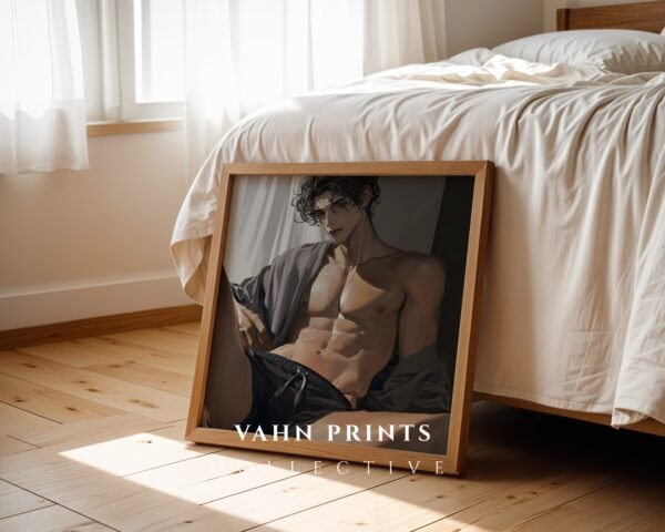 Anime Romantic Male Wall Art Muscular Handsome Boyfriend Printable