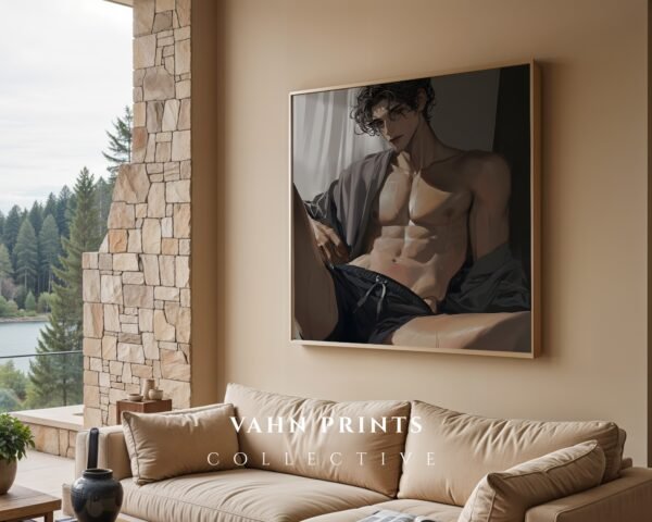 Anime Romantic Male Wall Art Muscular Handsome Boyfriend Printable