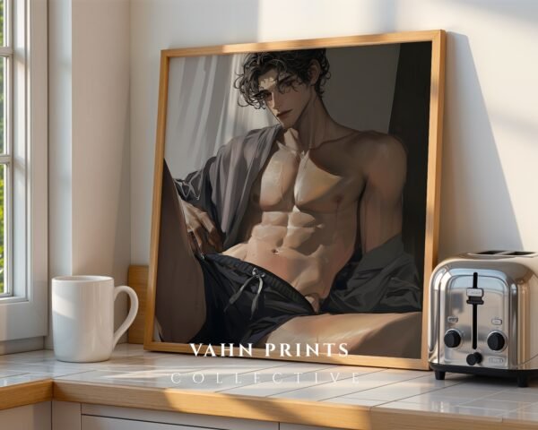 Anime Romantic Male Wall Art Muscular Handsome Boyfriend Printable