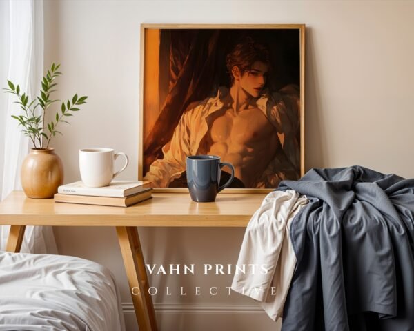 Soulmate Husband Anime Wall Art Muscular Male Romantic Digital Print