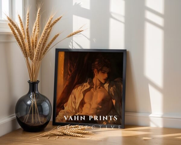 Soulmate Husband Anime Wall Art Muscular Male Romantic Digital Print