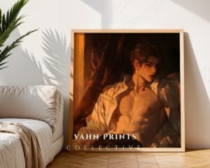 Soulmate Husband Anime Wall Art Muscular Male Romantic Digital Print