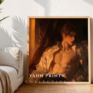 Soulmate Husband Anime Wall Art Muscular Male Romantic Digital Print