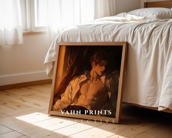 Soulmate Husband Anime Wall Art Muscular Male Romantic Digital Print