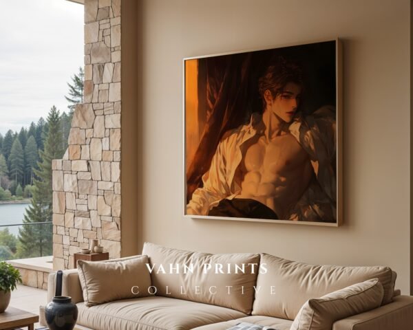 Soulmate Husband Anime Wall Art Muscular Male Romantic Digital Print