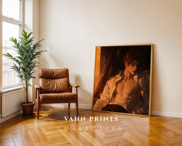 Soulmate Husband Anime Wall Art Muscular Male Romantic Digital Print