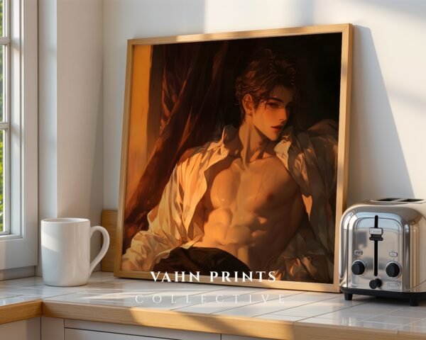 Soulmate Husband Anime Wall Art Muscular Male Romantic Digital Print