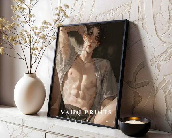 Male Figure Printable Wall Art Muscular Handsome Man Romantic Decor