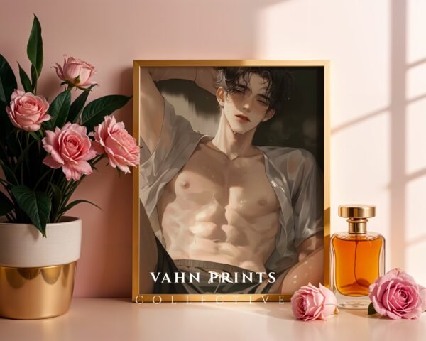 Male Figure Printable Wall Art Muscular Handsome Man Romantic Decor