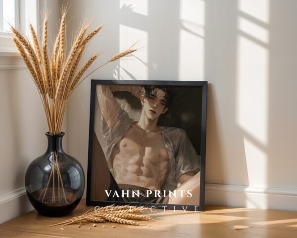 Male Figure Printable Wall Art Muscular Handsome Man Romantic Decor