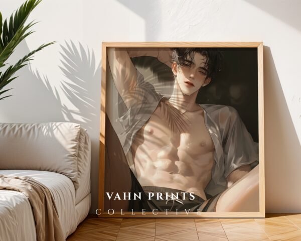 Male Figure Printable Wall Art Muscular Handsome Man Romantic Decor