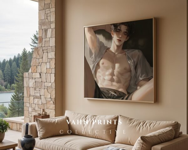 Male Figure Printable Wall Art Muscular Handsome Man Romantic Decor