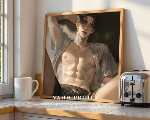 Male Figure Printable Wall Art Muscular Handsome Man Romantic Decor
