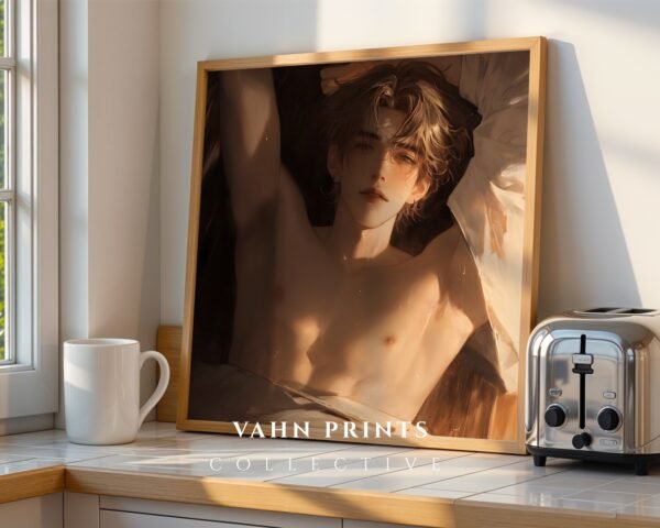 V79c_m9 Romantic Anime Style Male Wall Art Handsome Muscular Figure Download