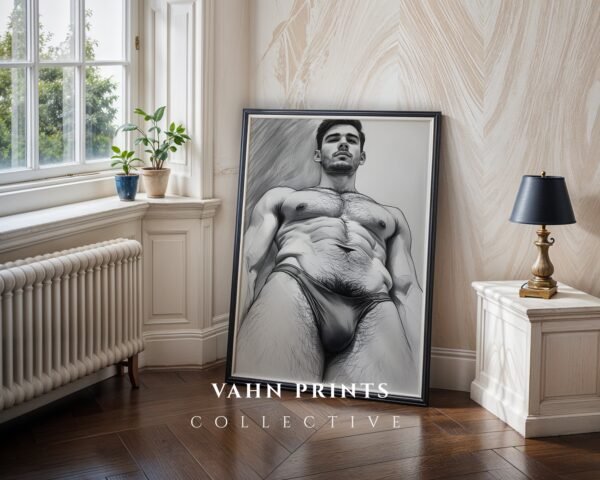 Clean Nude Male Form Drawing Wall Art Minimalist
