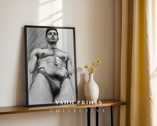 Clean Nude Male Form Drawing Wall Art Minimalist