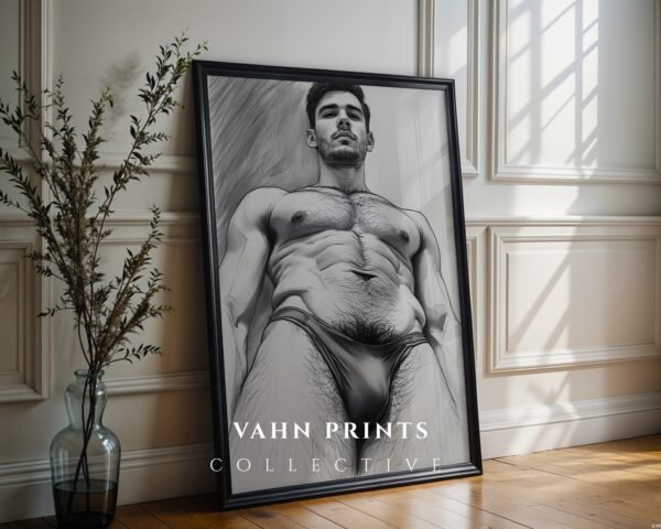 Clean Nude Male Form Drawing Wall Art Minimalist
