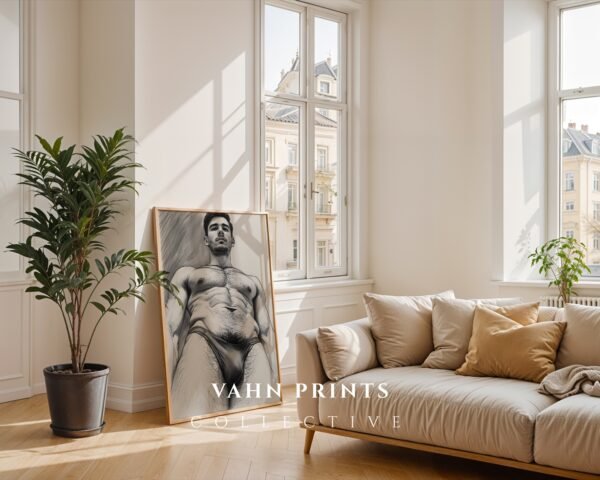 Clean Nude Male Form Drawing Wall Art Minimalist