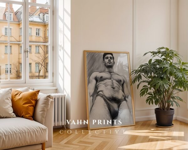 Clean Nude Male Form Drawing Wall Art Minimalist