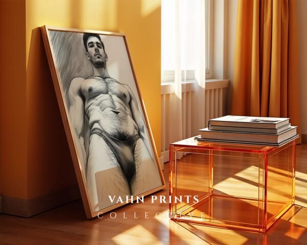 Clean Nude Male Form Drawing Wall Art Minimalist
