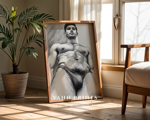 Clean Nude Male Form Drawing Wall Art Minimalist