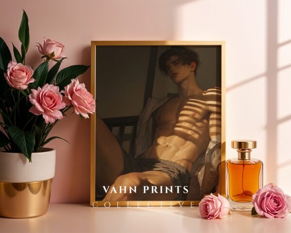 V81c_m2 Anime Boyfriend Printable Wall Art Muscular Male Romantic Figure