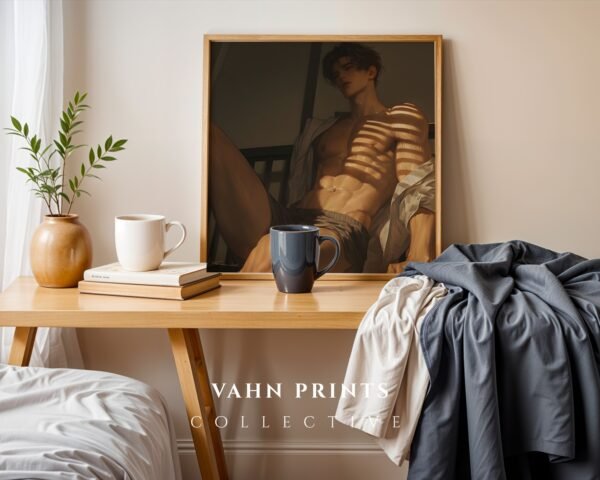 V81c_m3 Anime Boyfriend Printable Wall Art Muscular Male Romantic Figure