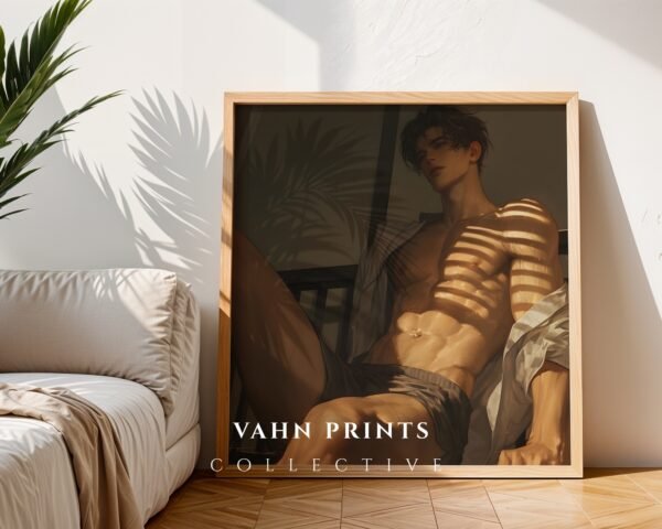 V81c_m6 Anime Boyfriend Printable Wall Art Muscular Male Romantic Figure