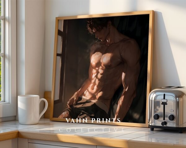 Handsome Masculine Wall Art Muscular Male Figure Soulmate Art