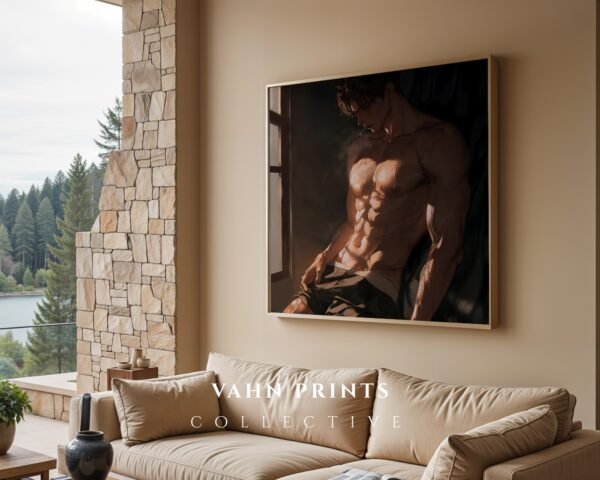 Handsome Masculine Wall Art Muscular Male Figure Soulmate Art