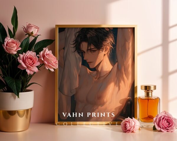 Romantic Male Printable Wall Art Anime Inspired Muscular Man