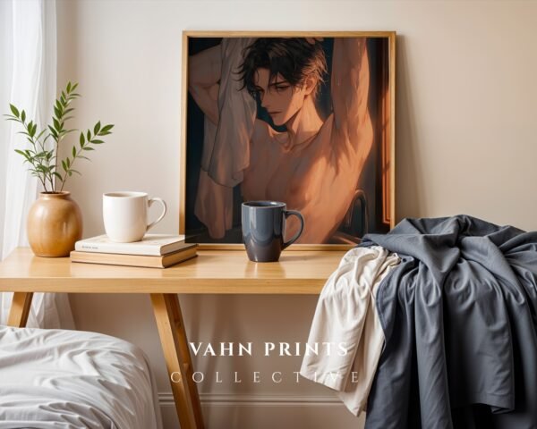 Romantic Male Printable Wall Art Anime Inspired Muscular Man